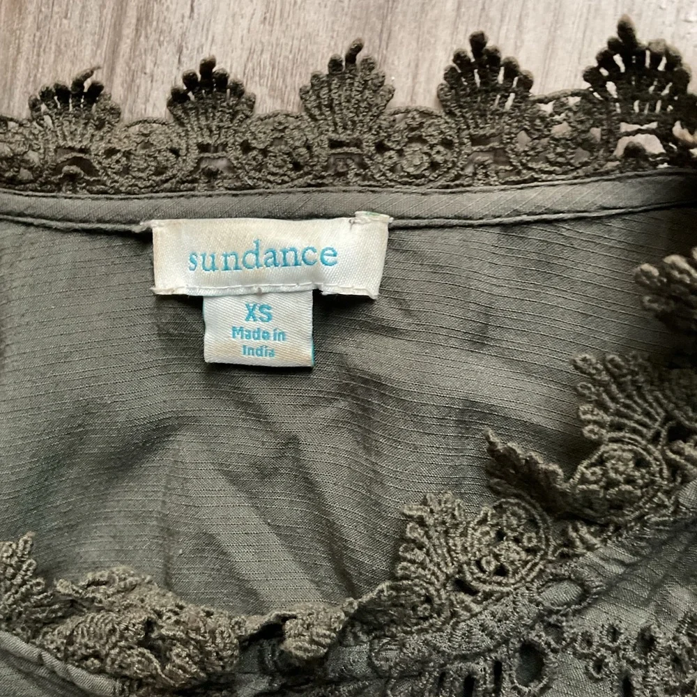 Sundance Delila Eyelet Duster Jacket Kimono PM Army Green Boho Festival - Picture 3 of 5